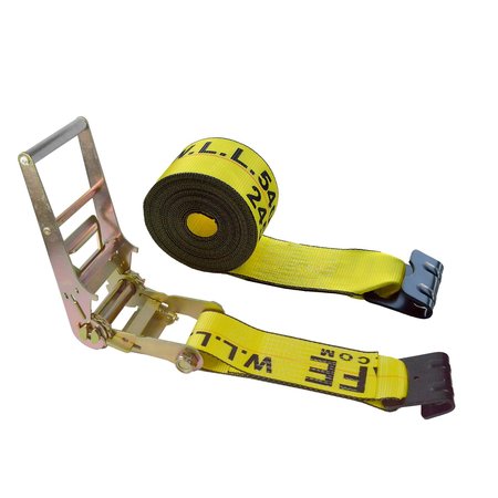 TIE 4 SAFE 1 Pack Heavy Duty 3" x 30' Ratchet Tie Down Strap Flat Hook for Farm Trailer Truck Yellow RT20R-1530-M12N-Y-1